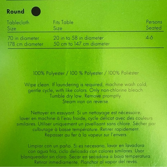 Kate Spade Blue Striped Lemon Round Indoor Outdoor Tablecloth  70” NWT - Picture 4 of 5